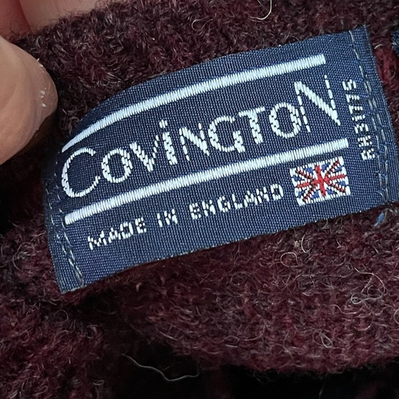 Vintage Made in England 100% Wool Argyle Sweater L – Burgundy Heather, Blue/Grey - Picture 6 of 9